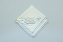 Image of A polar bear on an ice floe, one of a set of 4 embroidered napkins, each with different outdoor activity 